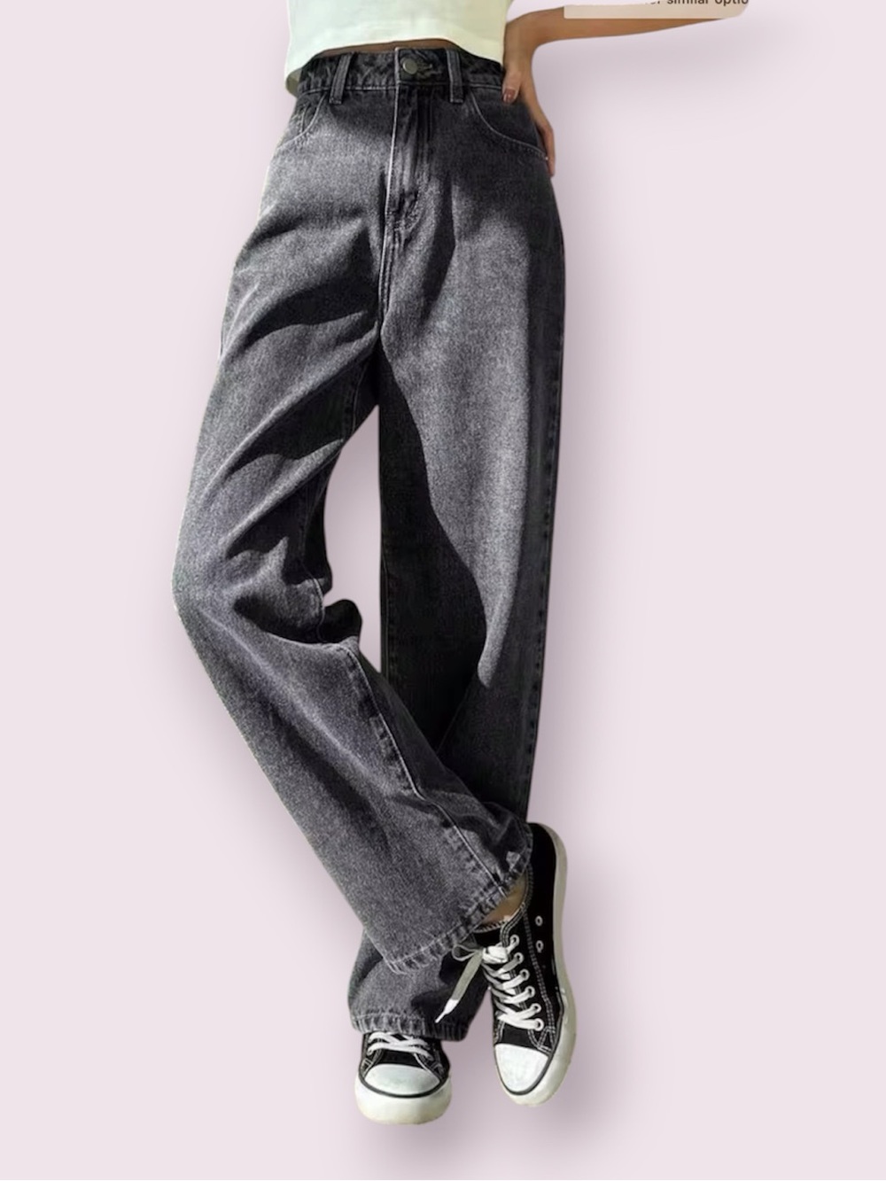DAZY High Waist Washed Wide Leg Jeans in Dark Grey
